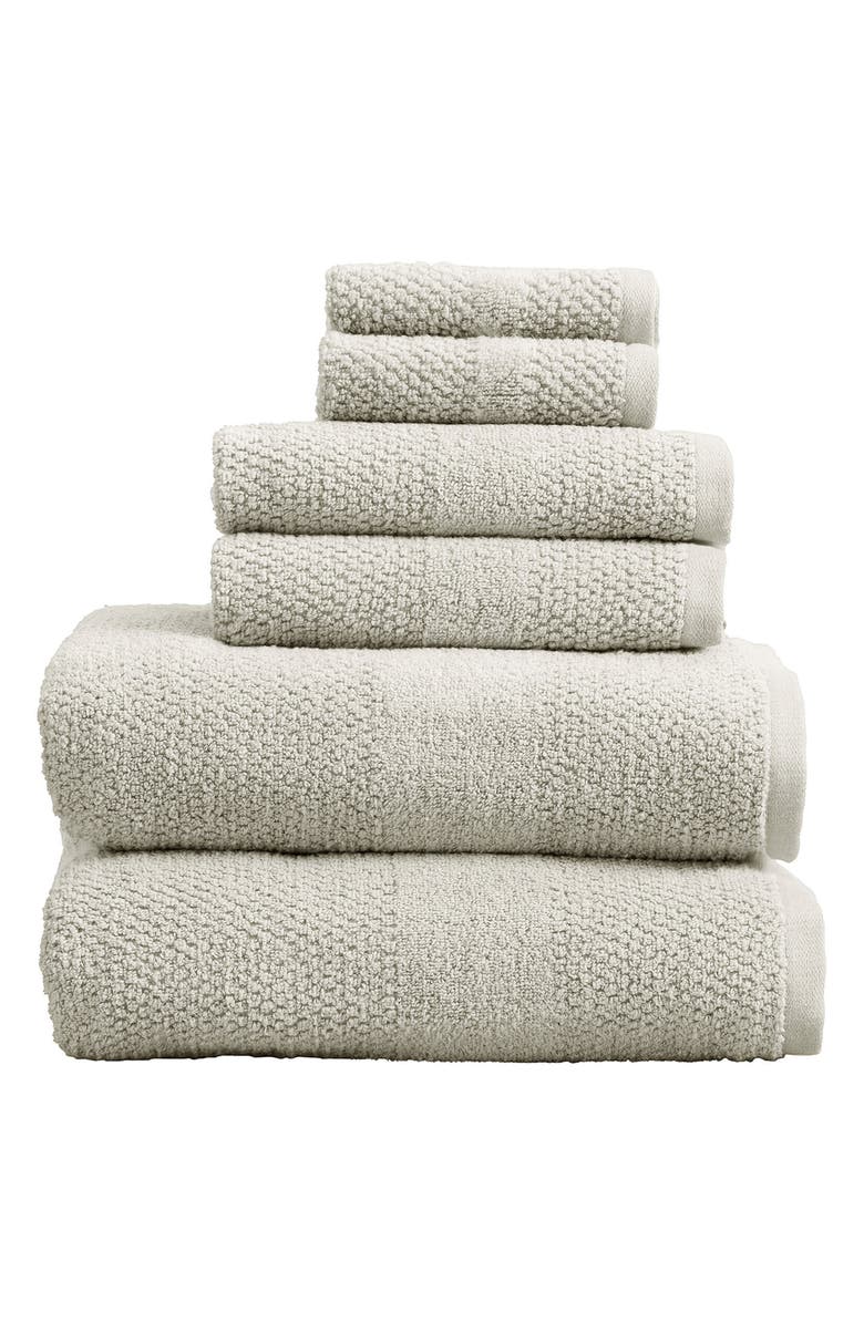 Woven & Weft 6-Piece Textured Weave Cotton Bath Towel Set, Main, color,