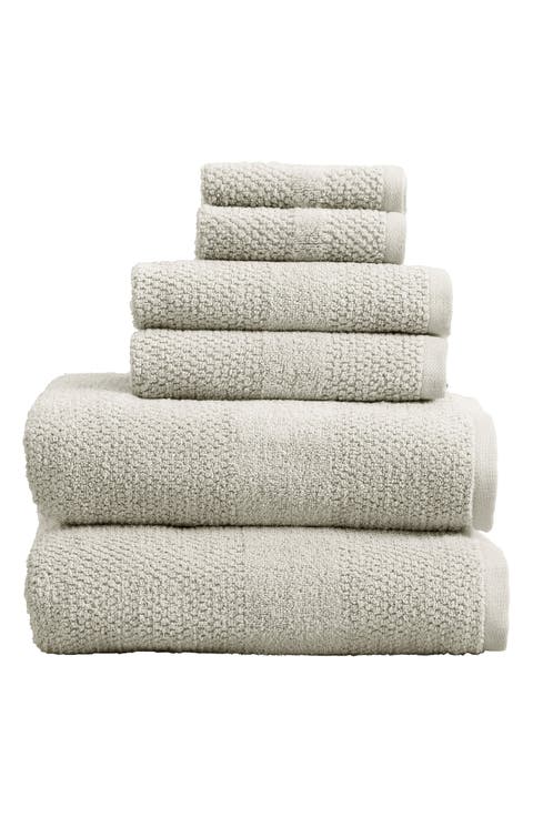 6-Piece Textured Weave Cotton Bath Towel Set
