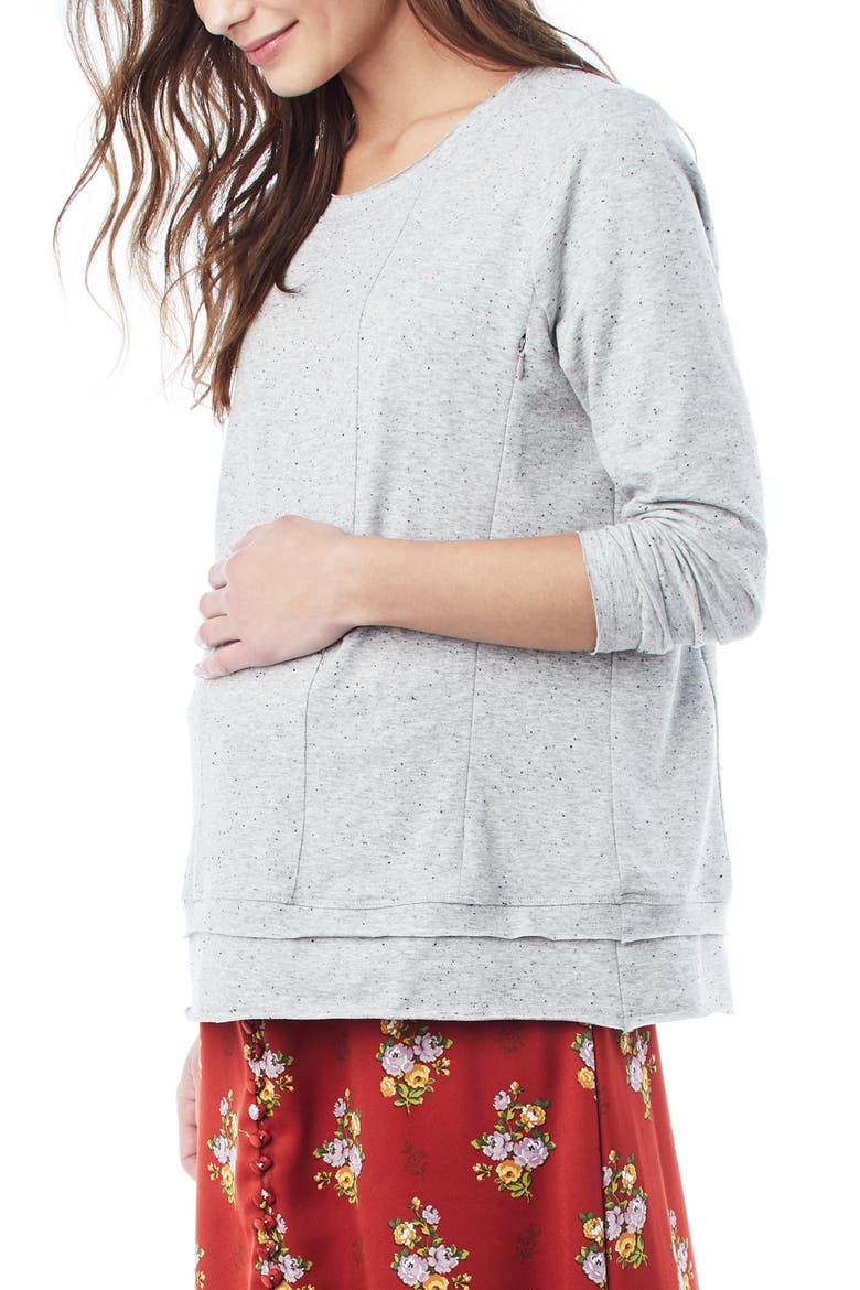 Christy Long Sleeve Maternity/Nursing Top, Alternate, color, GREY NEW