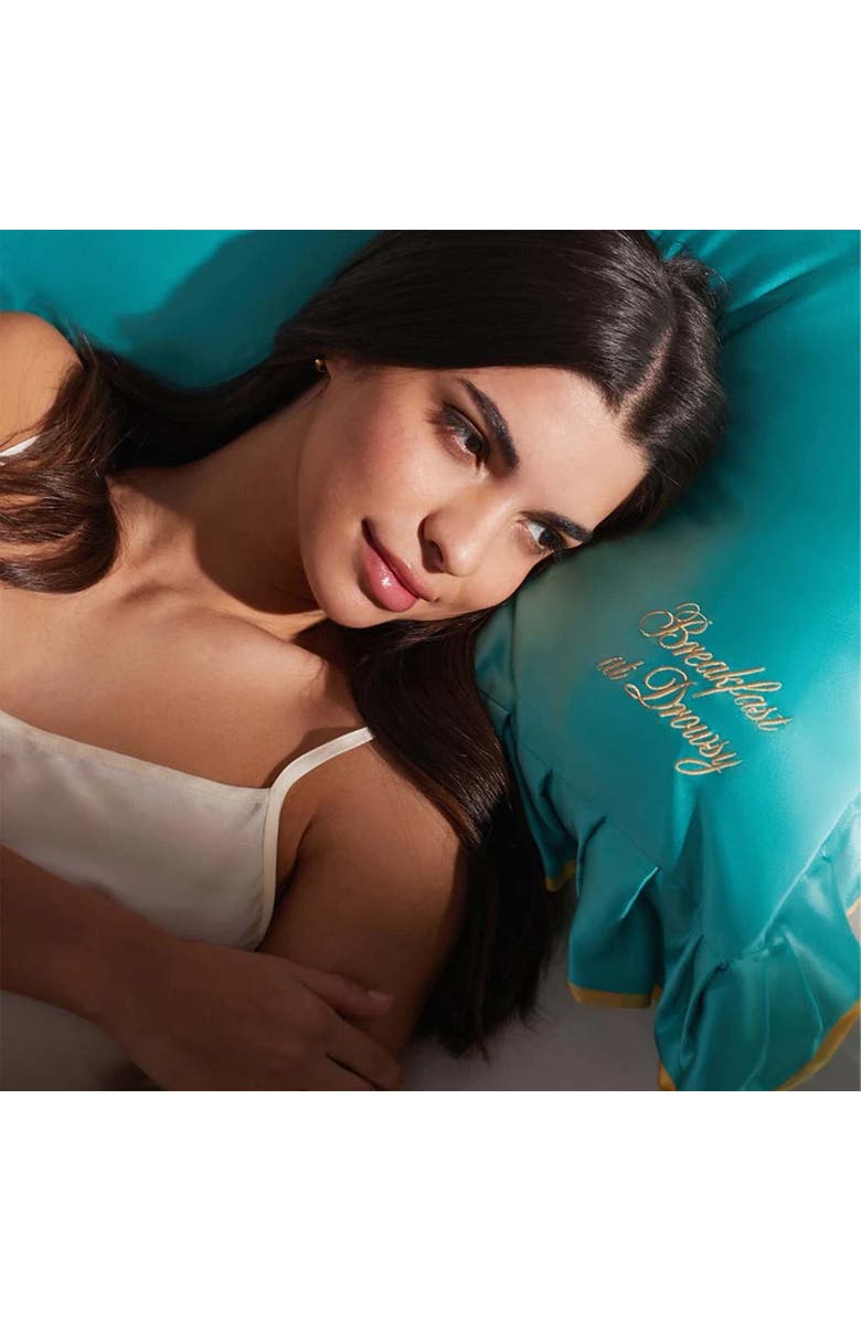 Drowsy Silk Pillowcase, Alternate, color, Breakfast At Drowsy Turquoise