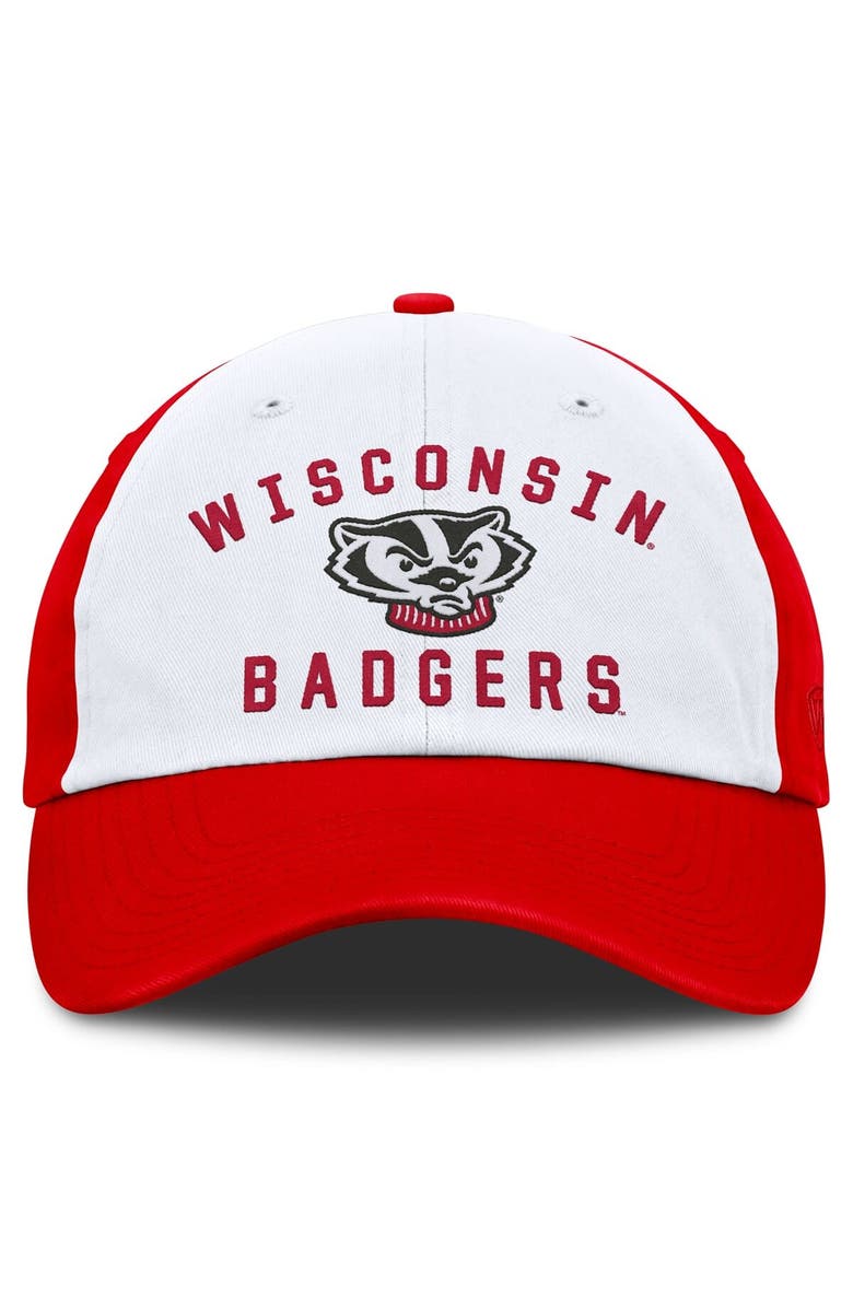 TOP OF THE WORLD Men's Top of the World White/Red Wisconsin Badgers Weston Adjustable Hat, Alternate, color, White