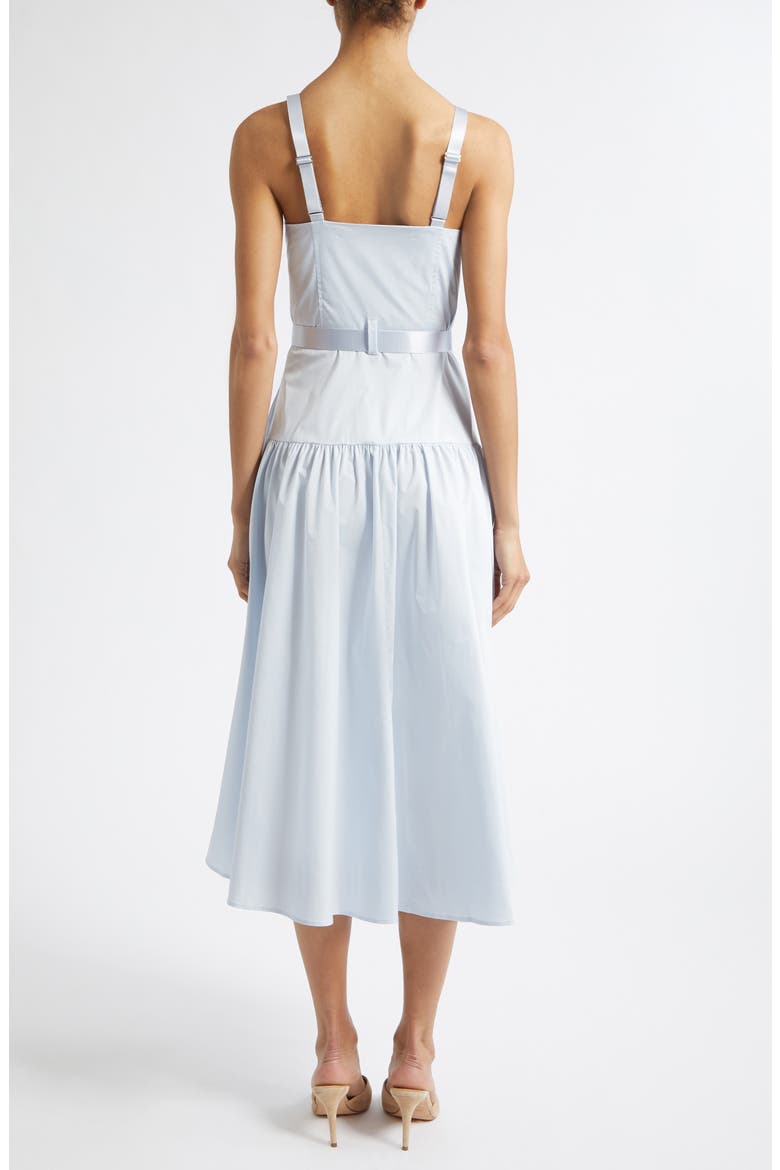 Rima Belted Front Zip Midi Dress, Alternate, color, PALE MIST BLUE