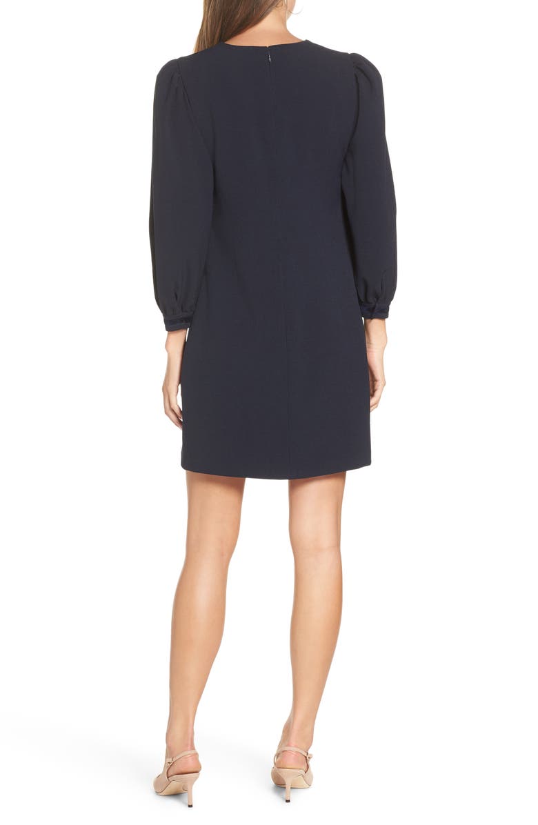 1901 Velvet Trim Shift Dress, Alternate, color, Navy