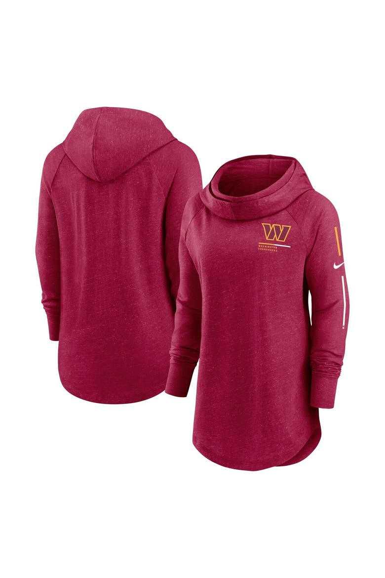 Women's Nike Burgundy Washington Commanders Minimal Statement Lightweight Raglan Funnel Neck Pullover Hoodie, Main, color, Burgundy