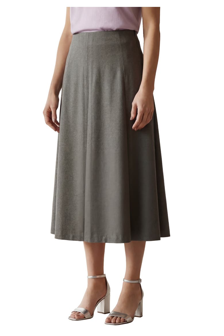 Pleated A Line Skirt, Main, color, CHARCOAL