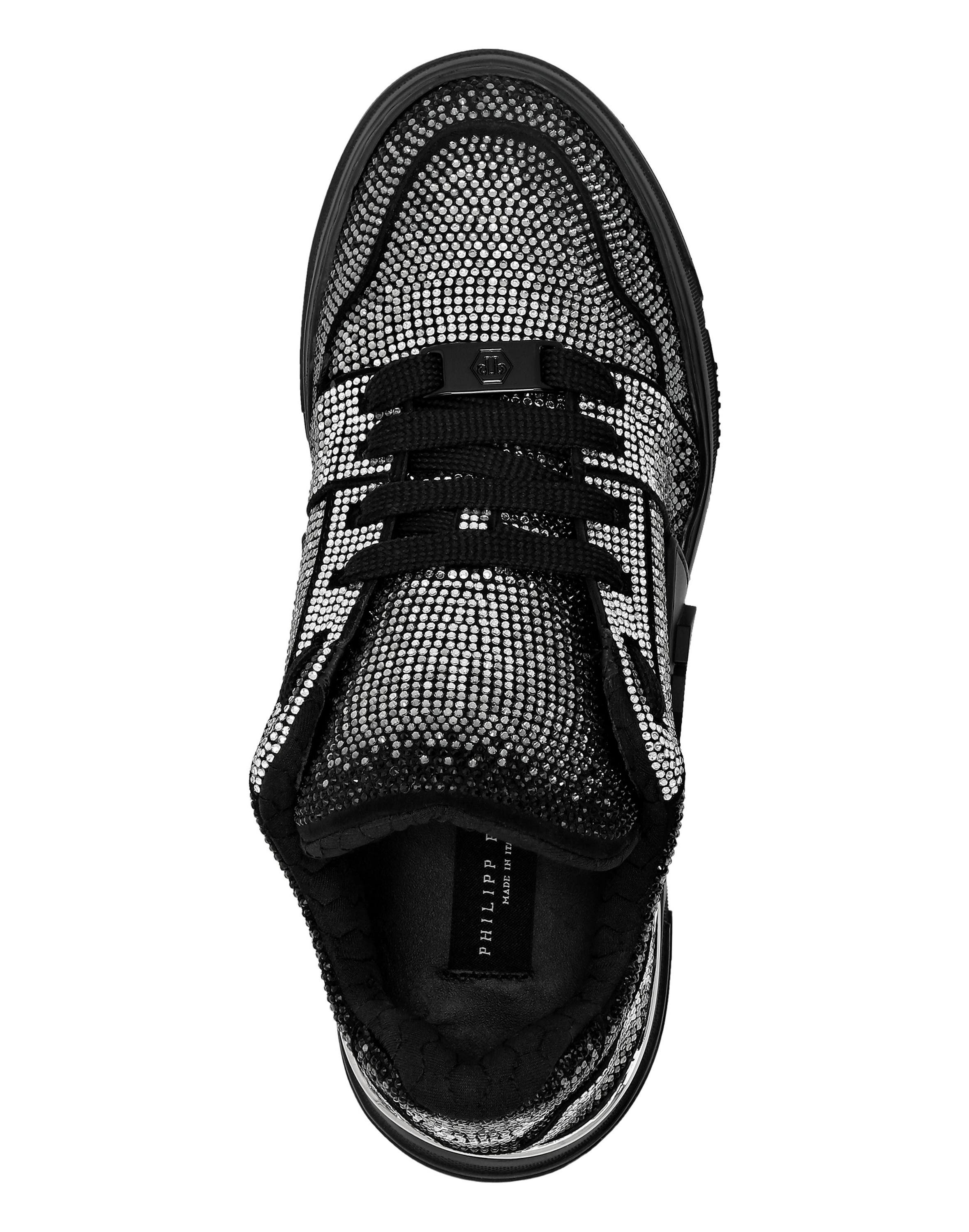 Suede Lo-Top Sneakers Strass Hexagon Unisex, Alternate, color, black