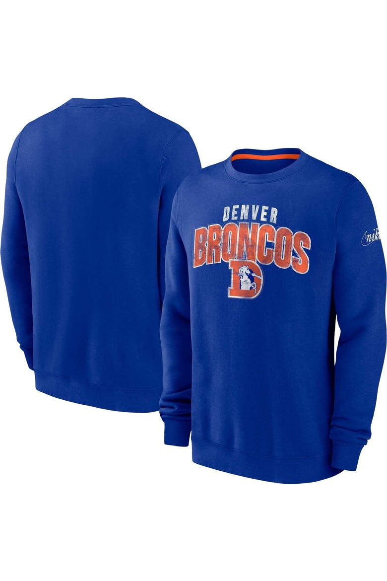 Men's Nike Royal Denver Broncos Rewind Club Pullover Sweatshirt, Main, color, Royal