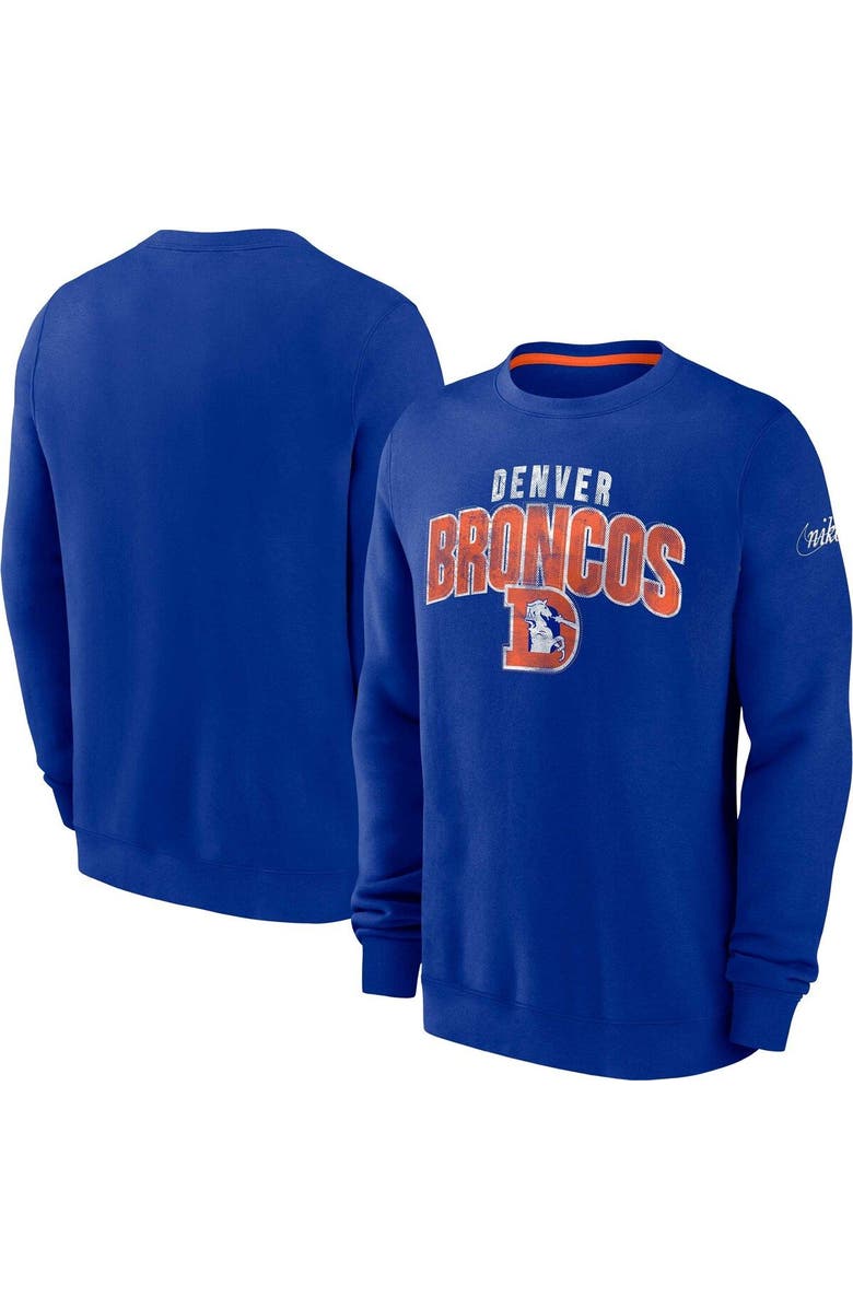 Nike Men's Nike Royal Denver Broncos Rewind Club Pullover Sweatshirt, Main, color, 