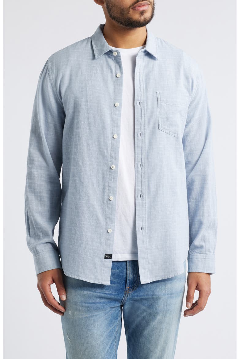 Wyatt Slub Cotton Button-Up Shirt, Main, color, TIDAL ETCH