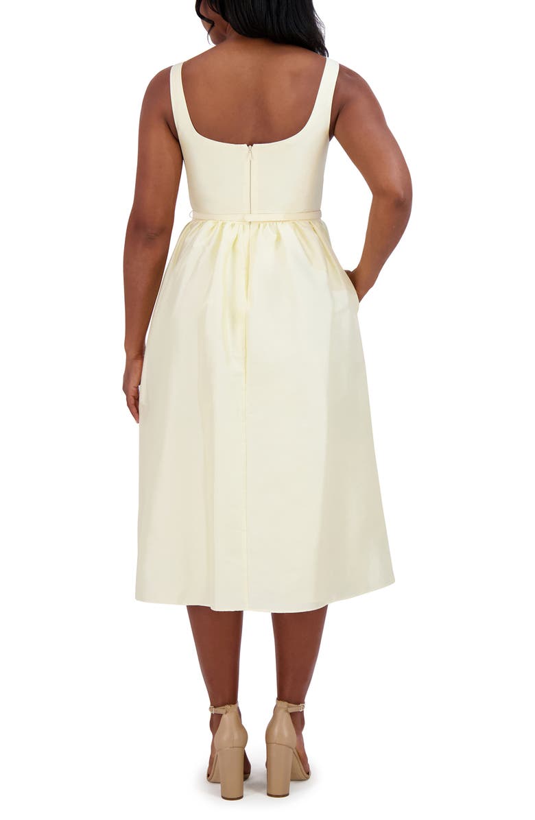 Eliza J Square Neck Fit & Flare Midi Cocktail Dress, Alternate, color,