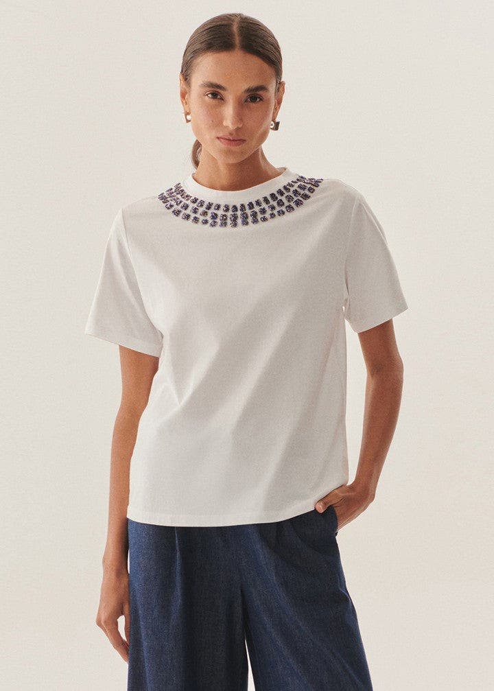 Adriana Crystal-Embellished Cotton Tee