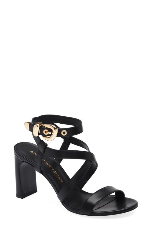 Stuart Weitzman Maven Leather Buckle Strappy Sandals