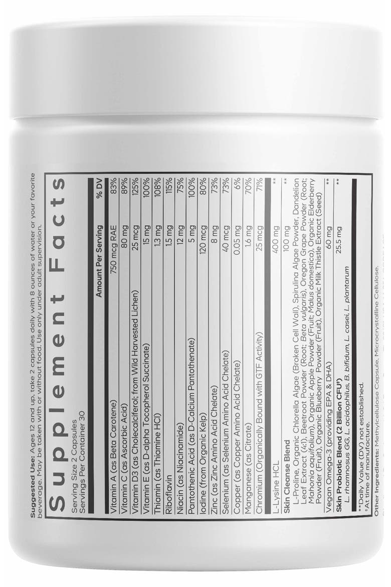 Teen Clearface Vitamins Minerals & Probiotics Supplement, Alternate, color, White