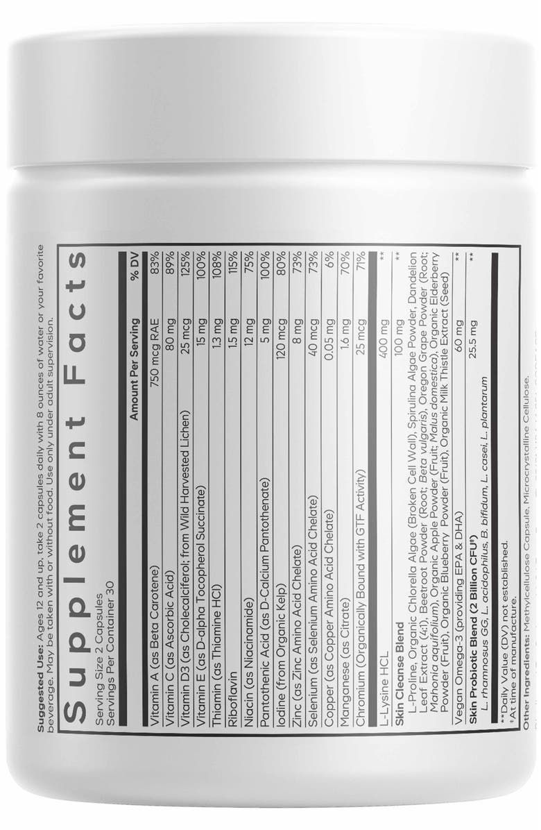Codeage Teen Clearface Vitamins Minerals & Probiotics Supplement, Alternate, color, White