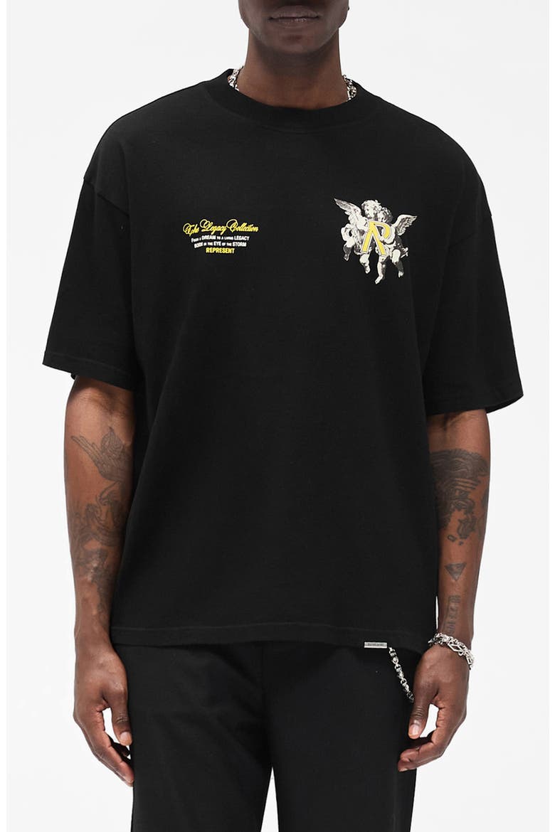 Legacy Cherubs Cotton Graphic T-Shirt, Main, color, JET BLACK