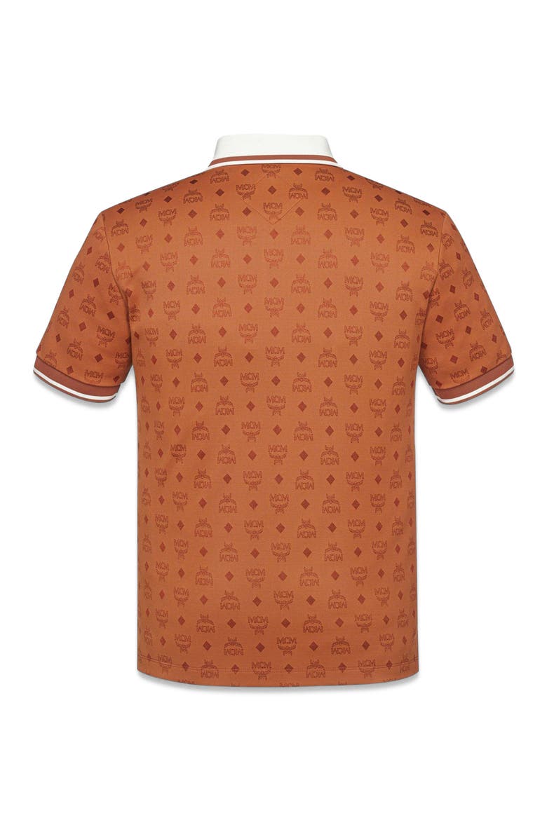 Piqué Polo in Monogram Jacquard, Alternate, color, Brown