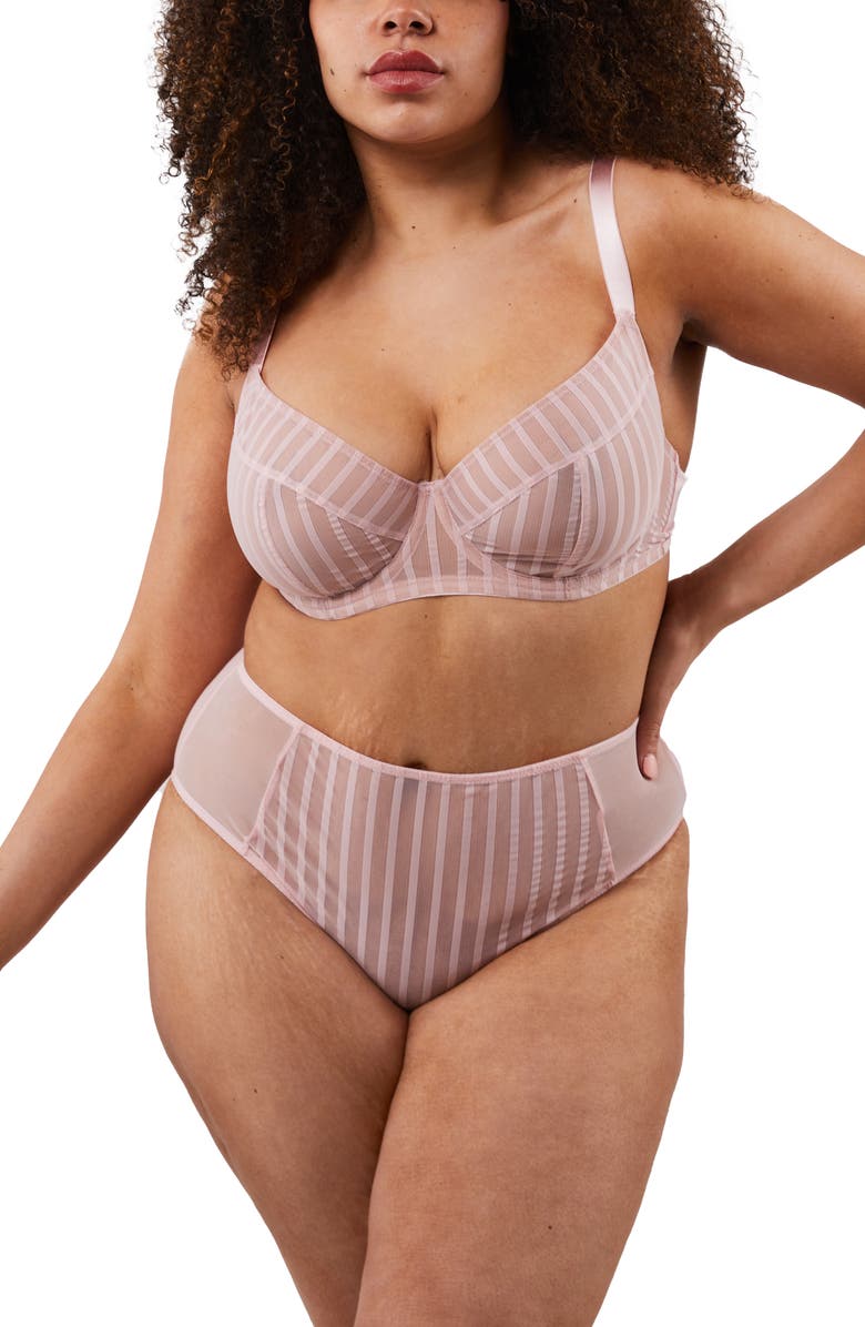 Playful Promises Curve Stripe High Waist Mesh Briefs, Alternate, color,