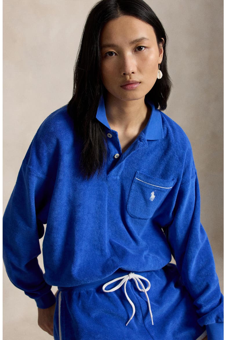 Cotton Blend French Terry Sweatshirt, Alternate, color, GALA BLUE