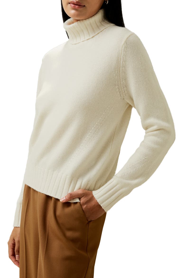 Women's Turtleneck Sweater with Rib Hemline, Main, color, White