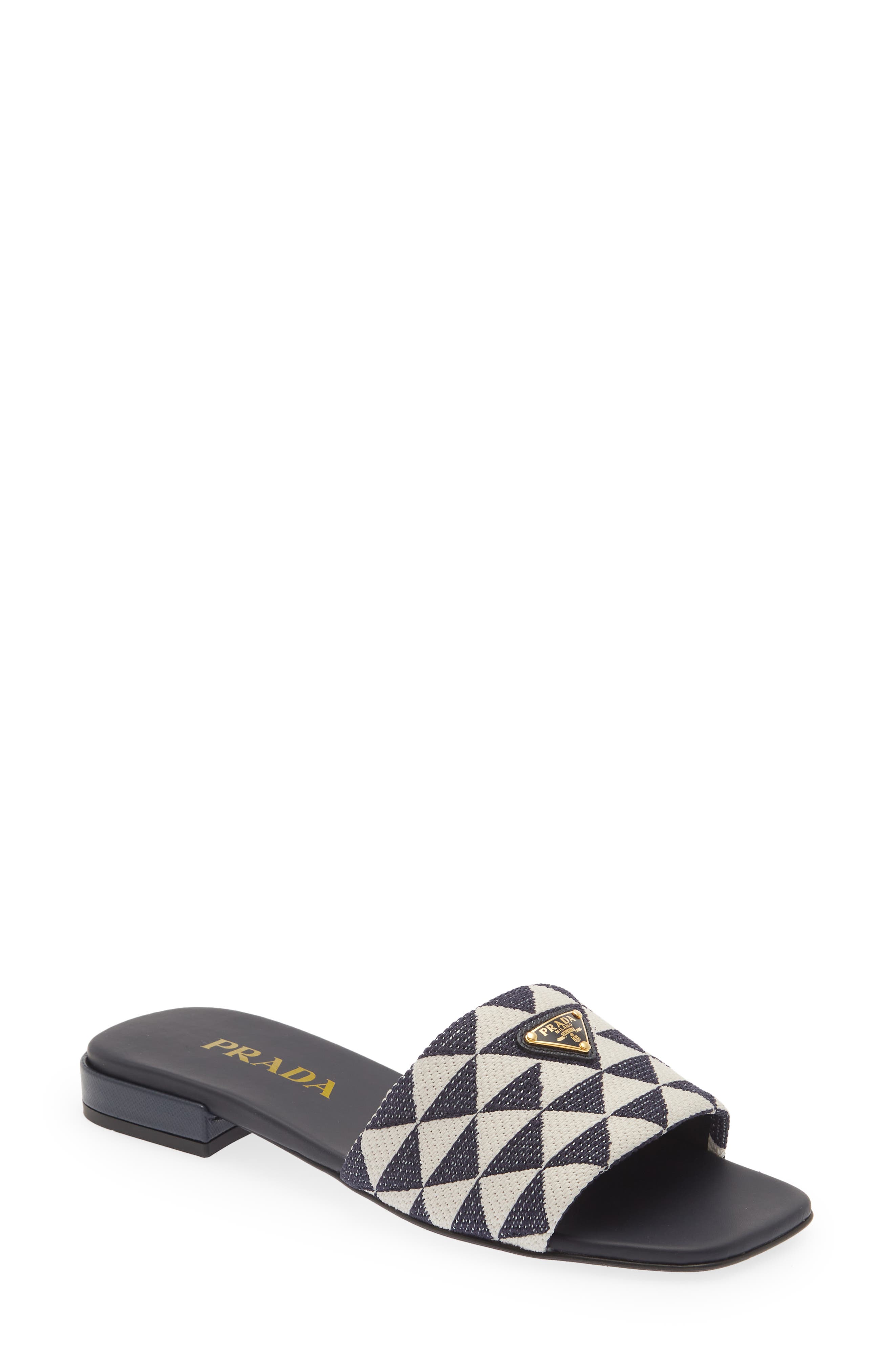 Prada Logo Slide Sandal, Main, color, 