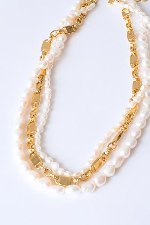 Classicharms Mia Layered Luxe Freshwater Pearl Necklace In Gold