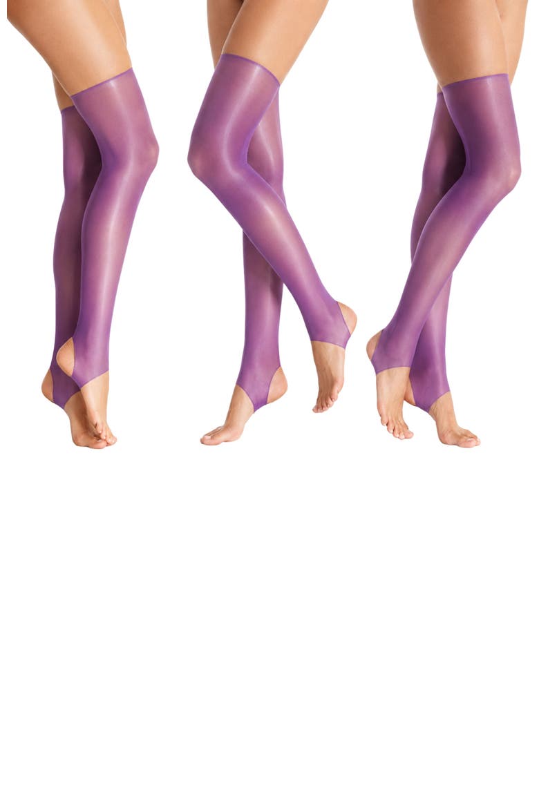 3-Pack Women's Fashion Colored Stirrup Thigh High Stockings, Main, color, Purple