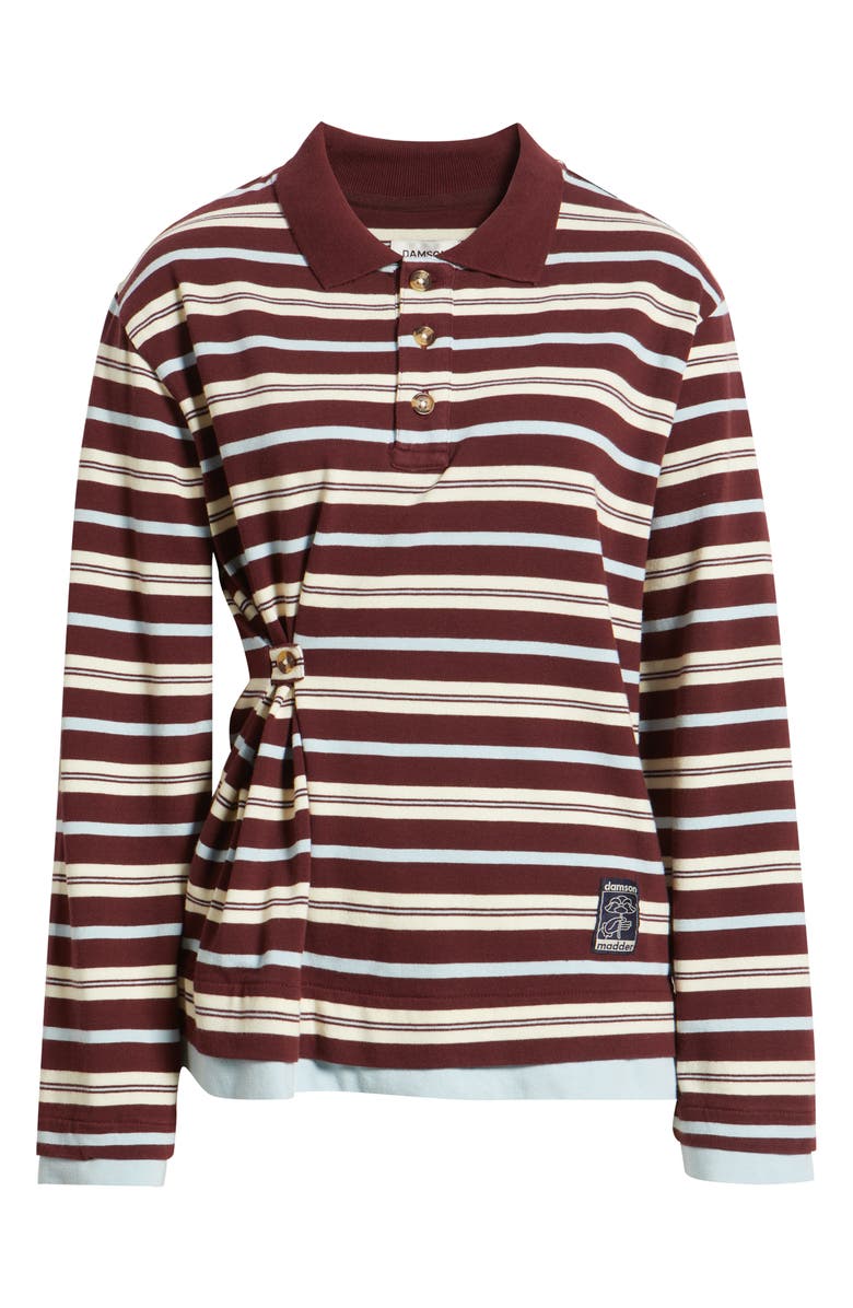 Damson Madder Noah Stripe Button Waist Rugby Top, Alternate, color, Chocolate/ Blue