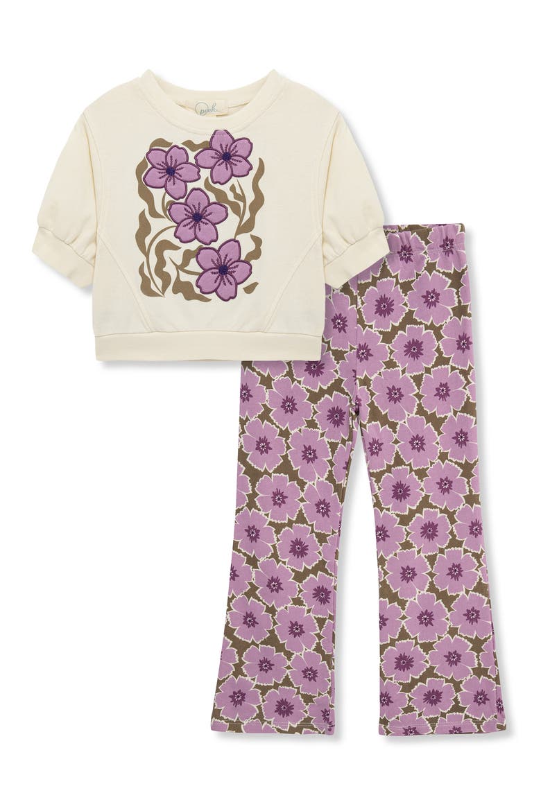 Kids' Violet Garden Top & Pants Set, Main, color, OFF-WHITE