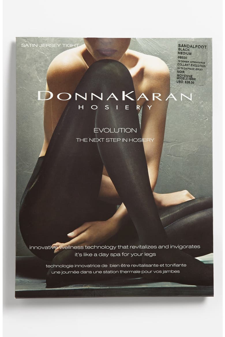 Donna Karan 'Evolution' Satin Jersey Tights, Alternate, color, BLACK 124