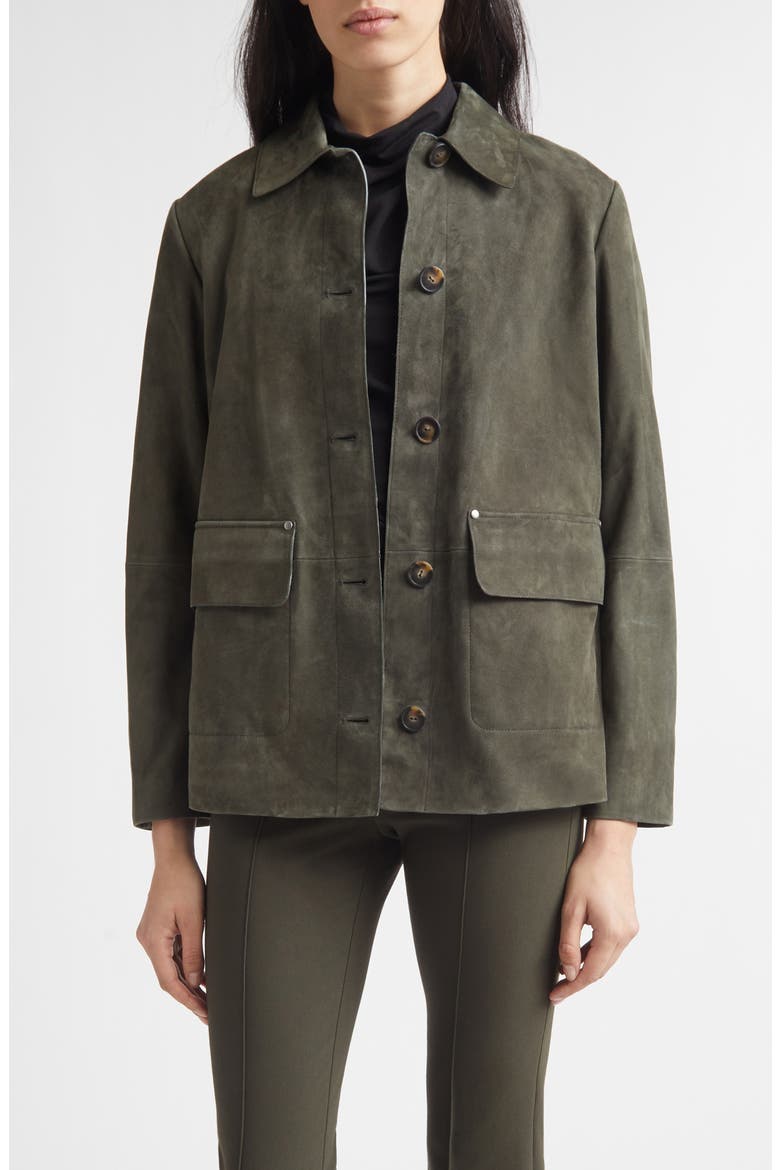 Suede Barn Jacket, Main, color, DARK THYME