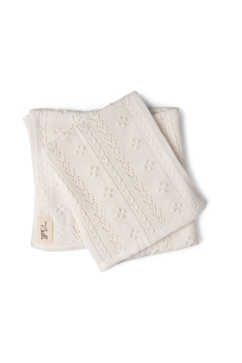 Braided Pointelle Pompom Knit Blanket