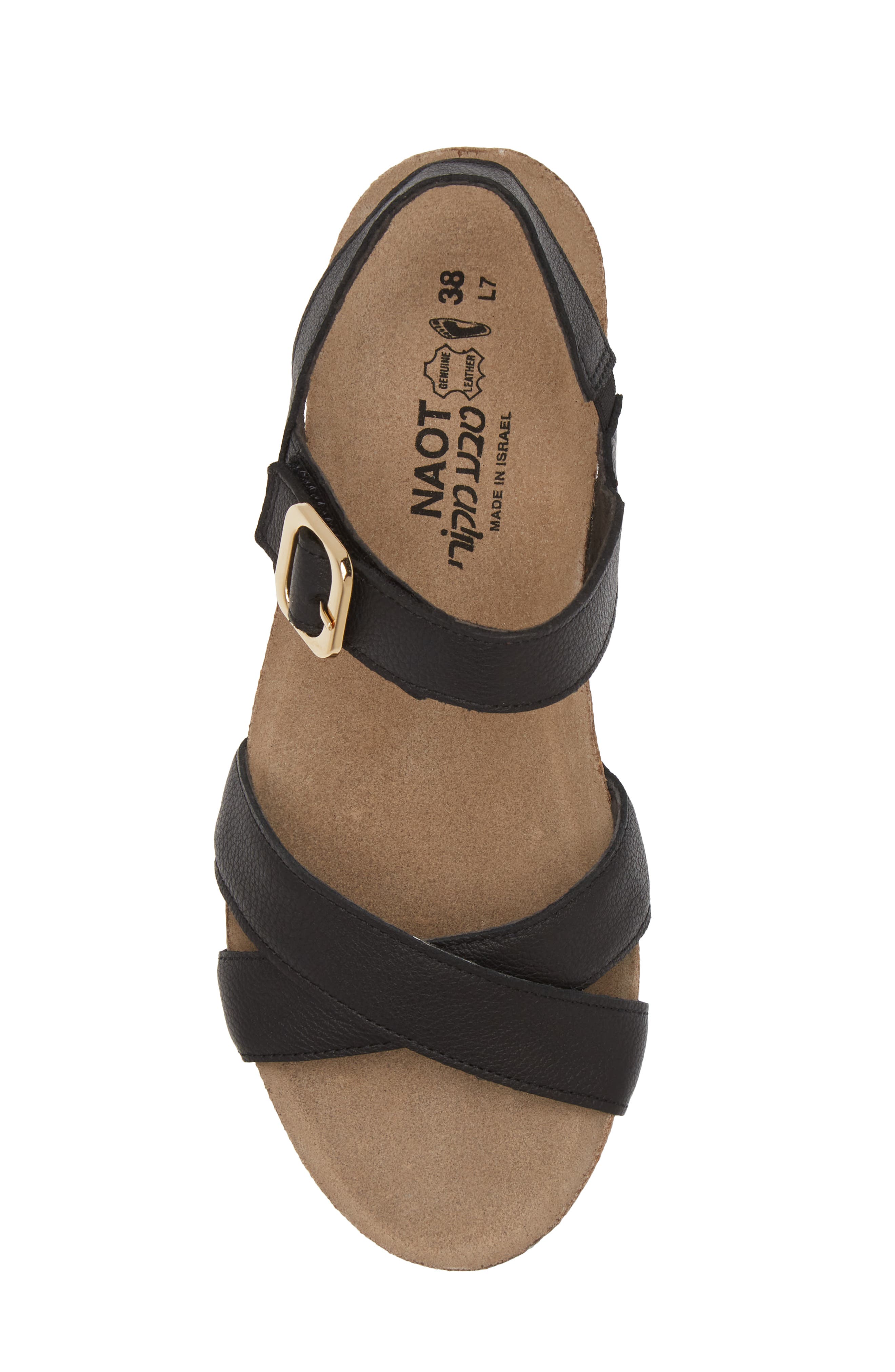 Naot Throne Wedge Sandal, Alternate, color, Soft Black Leather