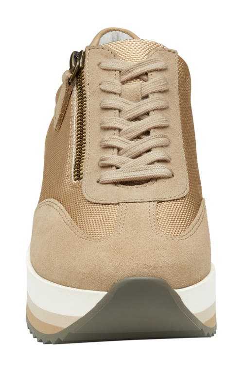 Johnston & Murphy Gracie Side Zip Sneaker In Sand Nylon/suede