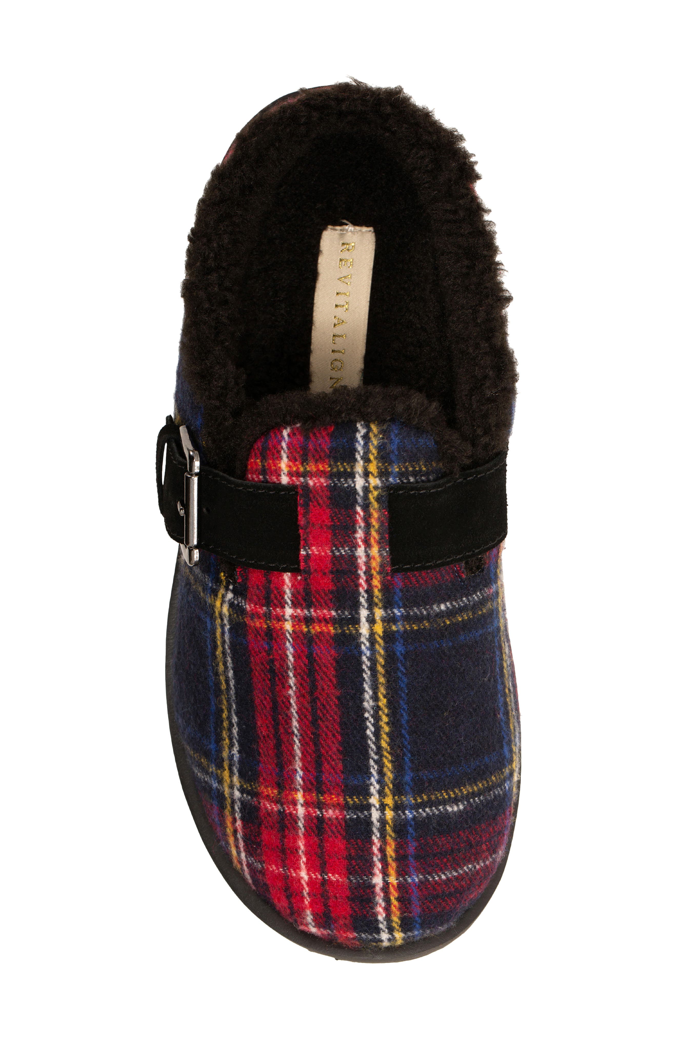 Revitalign Gift Plaid Faux Shearling Lined Slipper, Alternate, color, Black