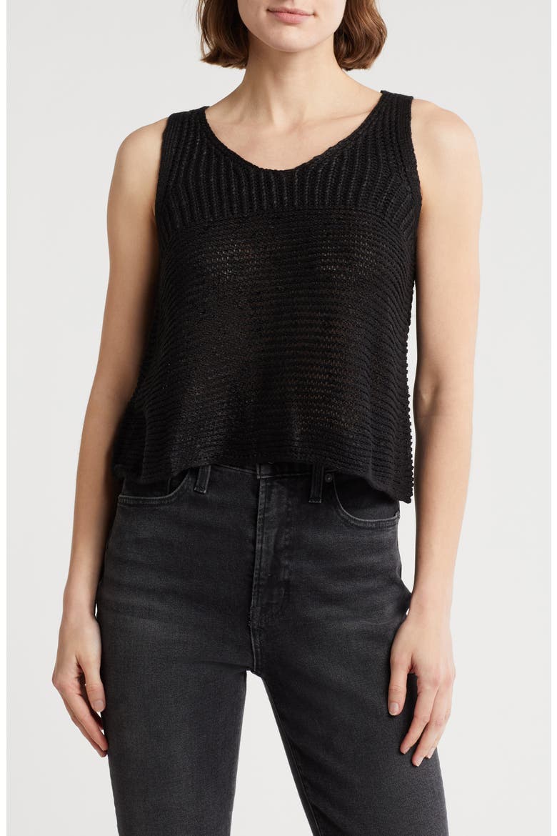 Bay Open Knit Tank, Main, color, BLACK