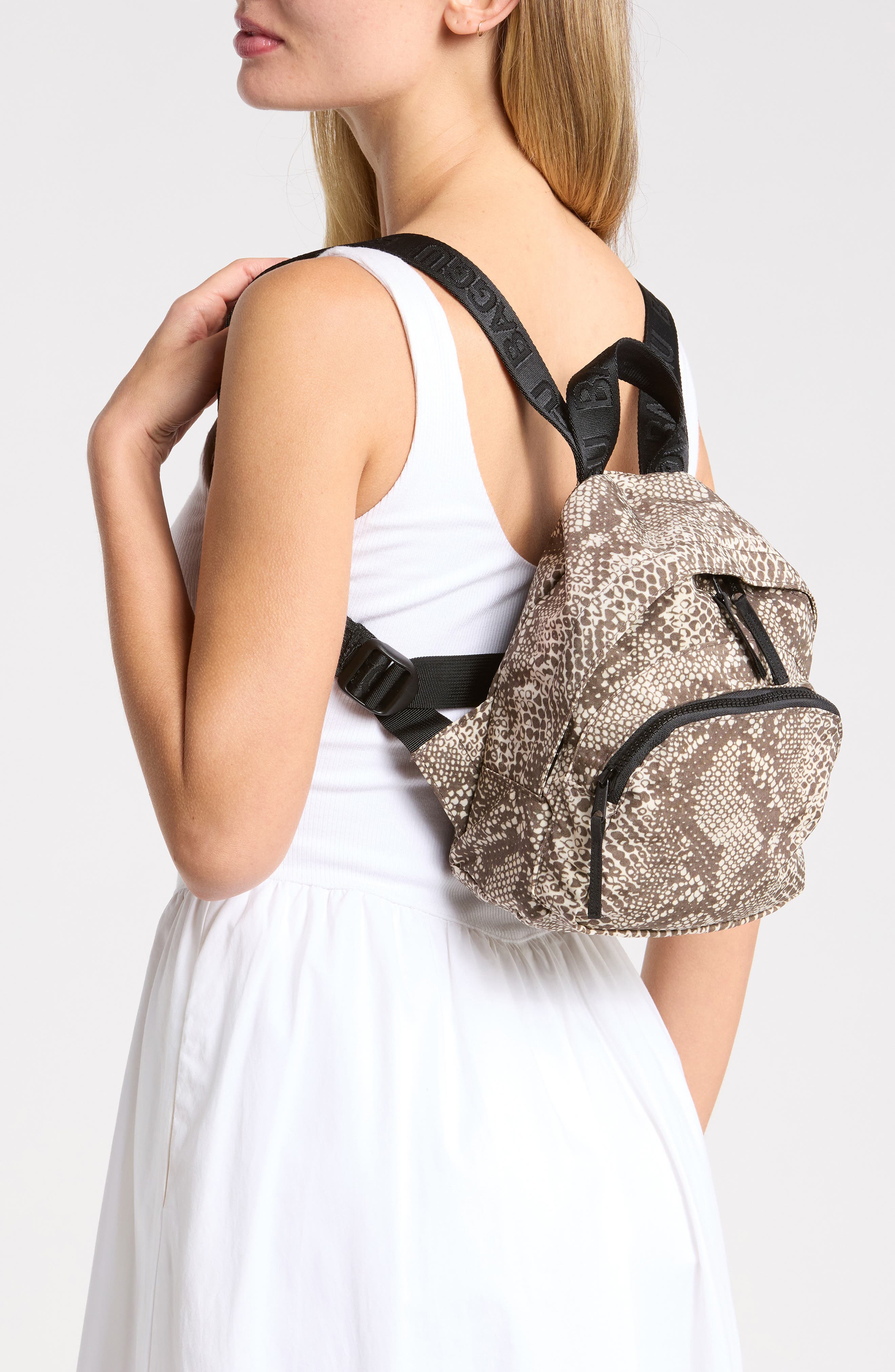 Mini Nylon Backpack, Alternate, color, SNAKESKIN