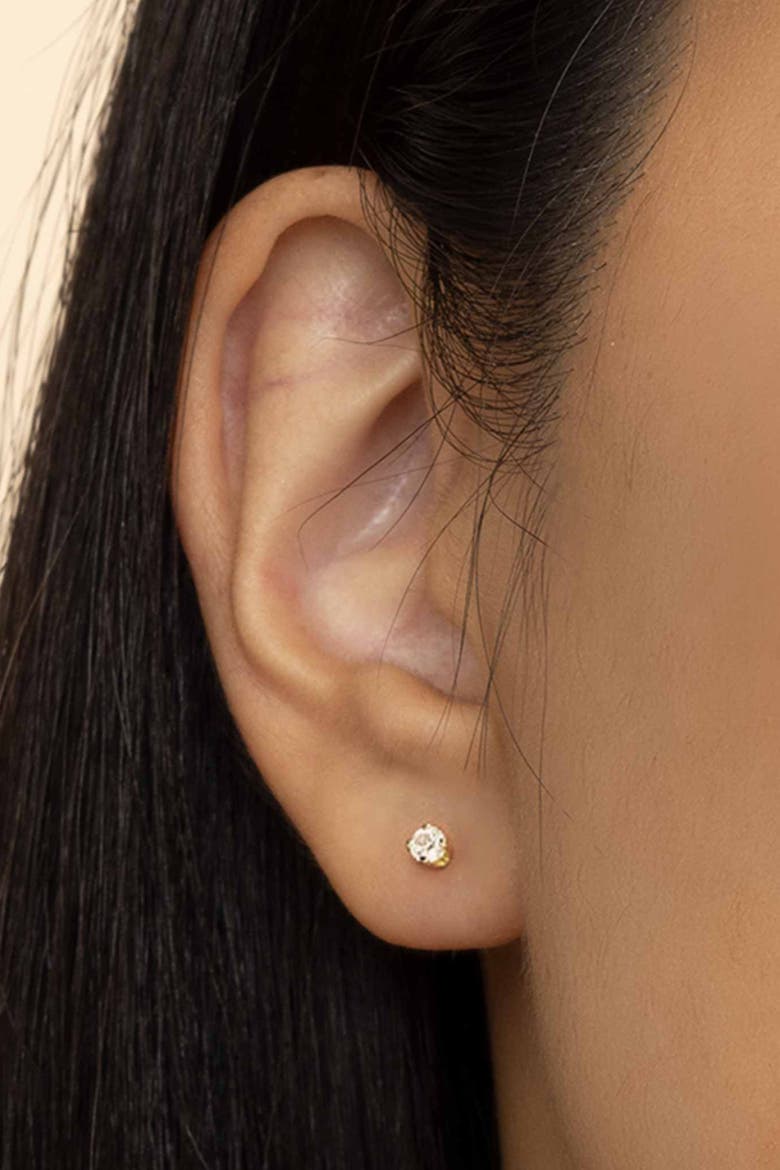 14K White Gold Shine Bright Diamond Small Studs, Alternate, color, Yellow Gold