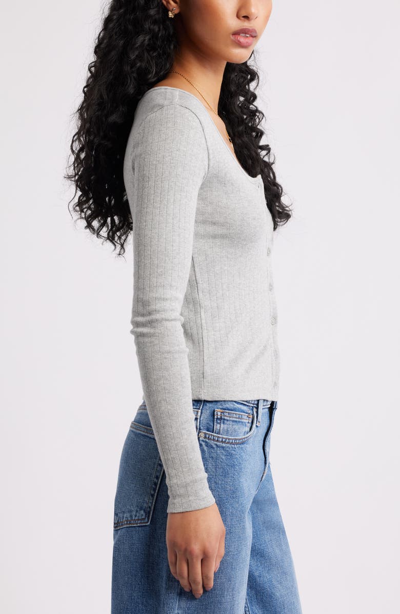 BP. Scoop Neck Pointelle Cardigan, Alternate, color, Grey Soft Heather