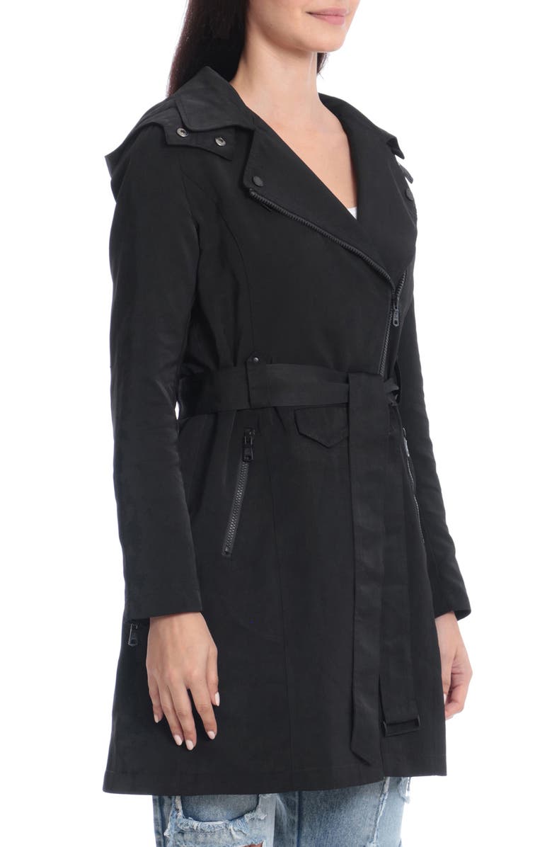 Avec Les Filles Belted Moto Rain Jacket, Alternate, color, 