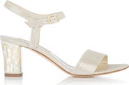 Freya Rose Martina Midi Champagne Ankle Strap Pearl Heel Sandal