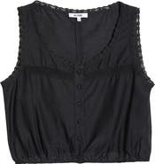 Re/Done Allegra Lace Trim Button-Up Crop Top