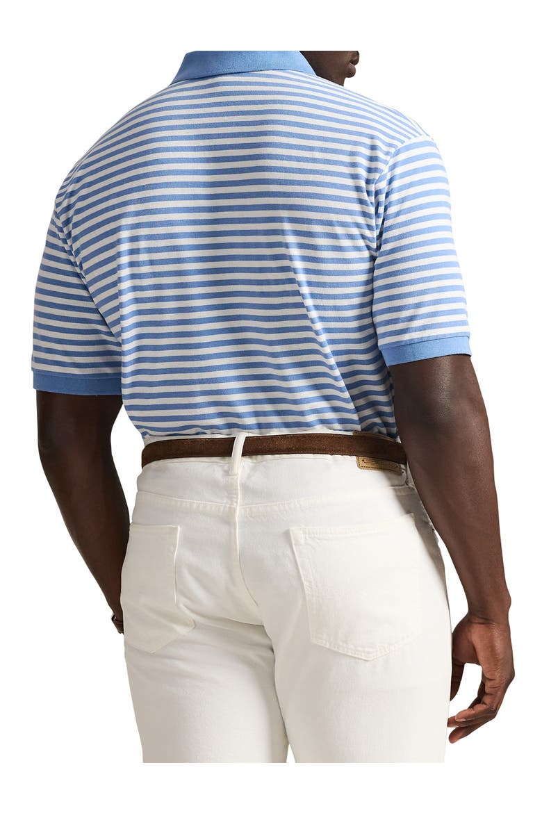 Big & Tall Striped Mesh Polo Shirt, Alternate, color, BRISTOL BLUE ND WHT