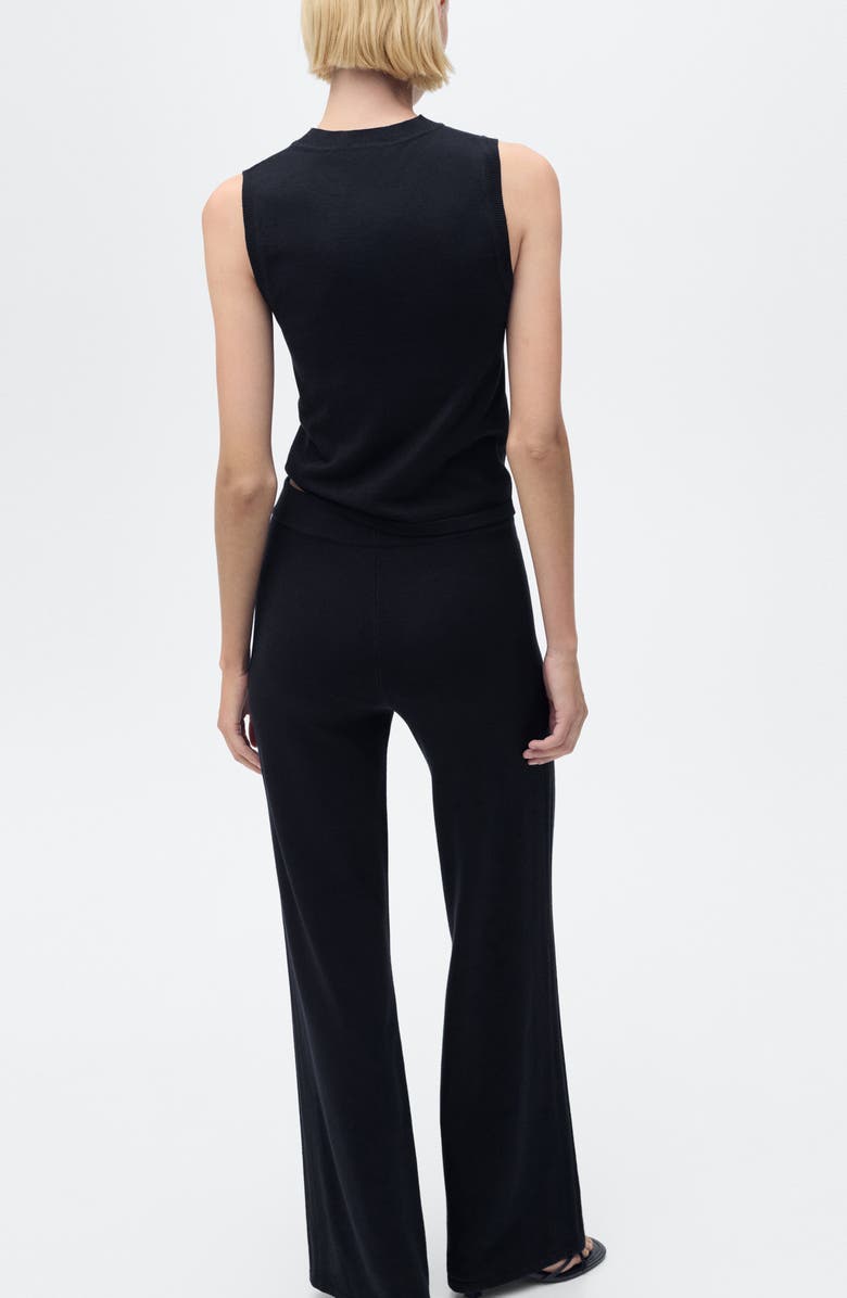 MANGO High Waist Wide Leg Knit Pants, Alternate, color, Dark Navy