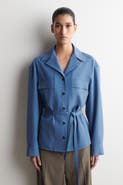 COS Belted Merino Wool Blend Utility Shirt