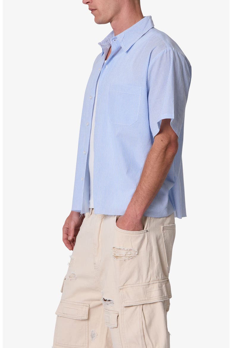 Striped Poplin Cropped Short Sleeve Shirt, Alternate, color, BLUE/ WHITE