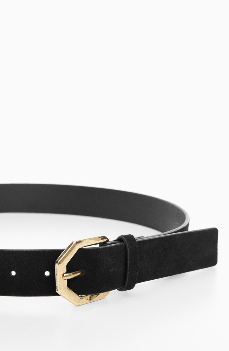 MANGO Irregular Buckle Leather Belt, Alternate, color, 