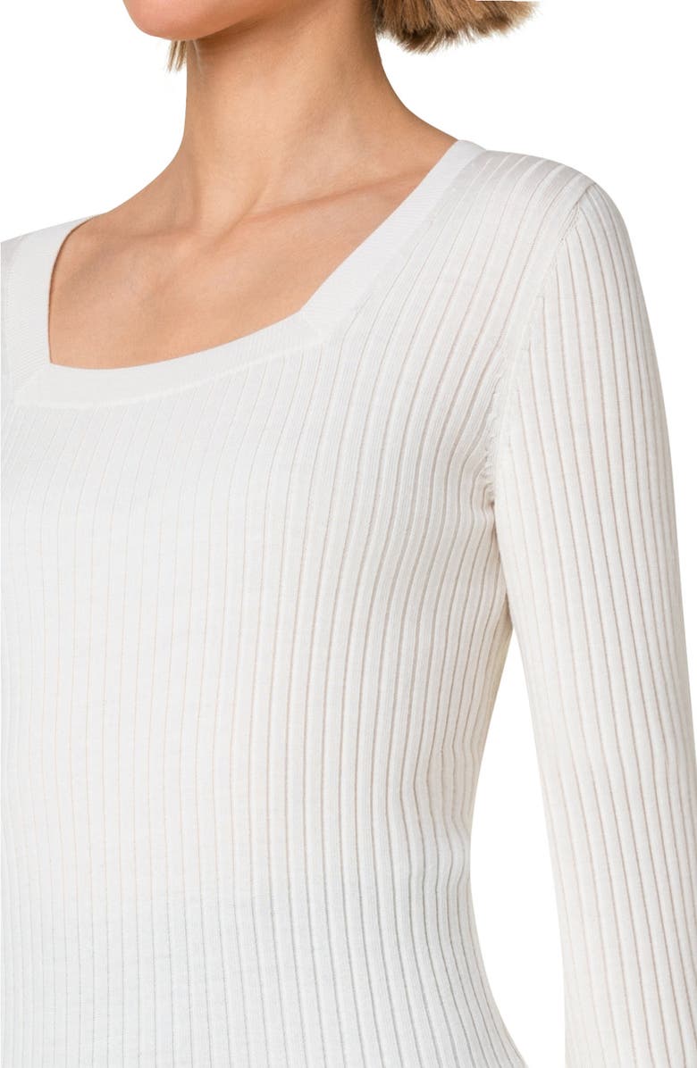Akris punto Square Neck Rib Virgin Merino Wool Fitted Sweater, Alternate, color, 