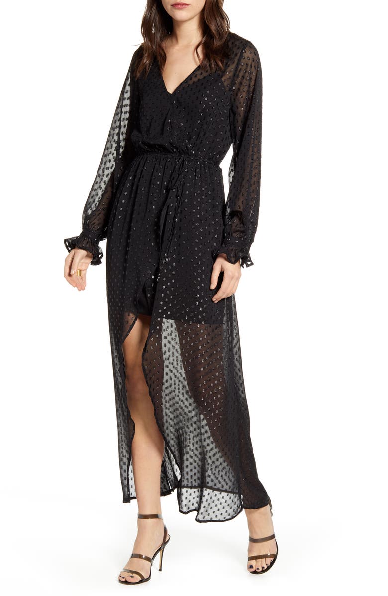 women's black mesh dress Black Lace Maxi Dress