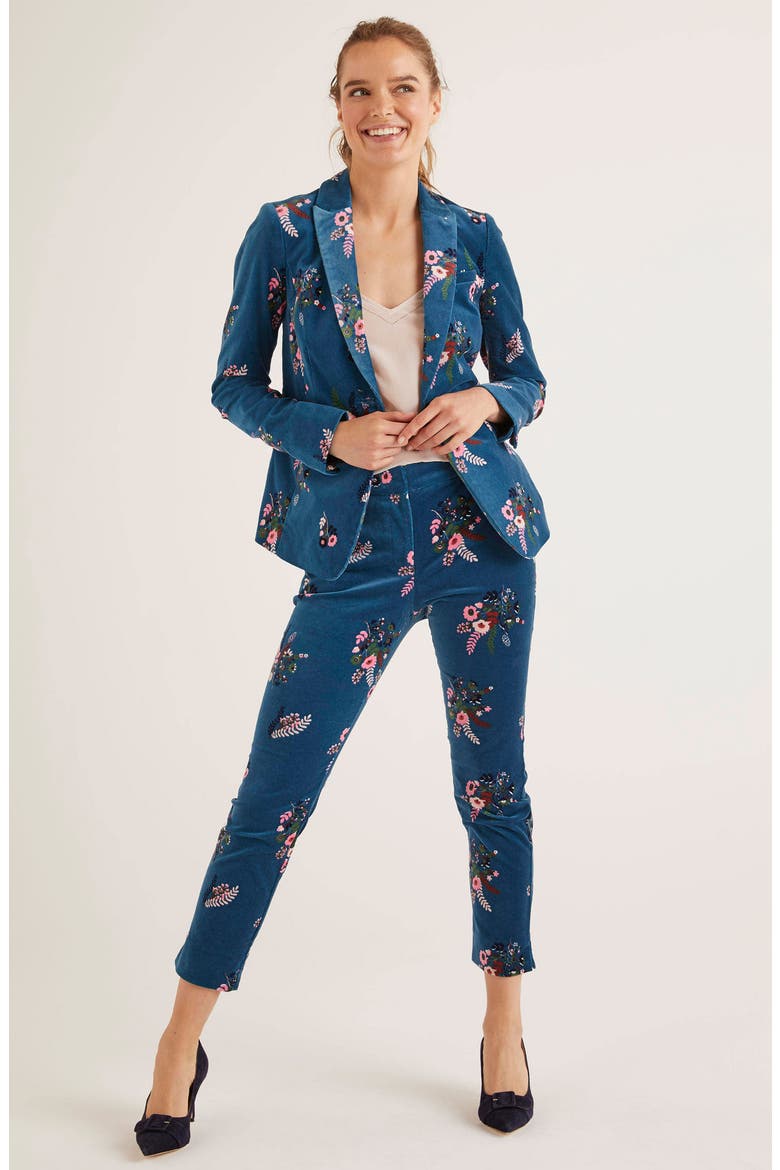 Sackville West Floral Velvet Blazer, Alternate, color, BALTIC COUNTRY POSY