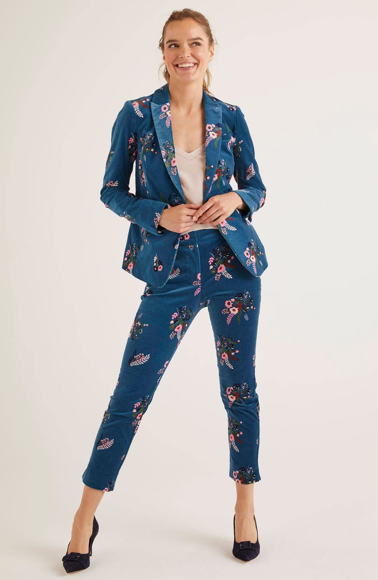 Boden Sackville West Floral Velvet Blazer, Alternate, color,